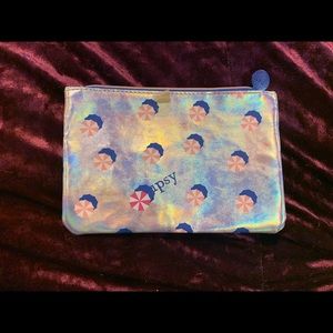 Metallic circle makeup bag